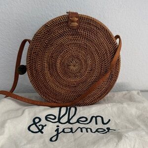 Brown Round Rattan Crossbody Bag